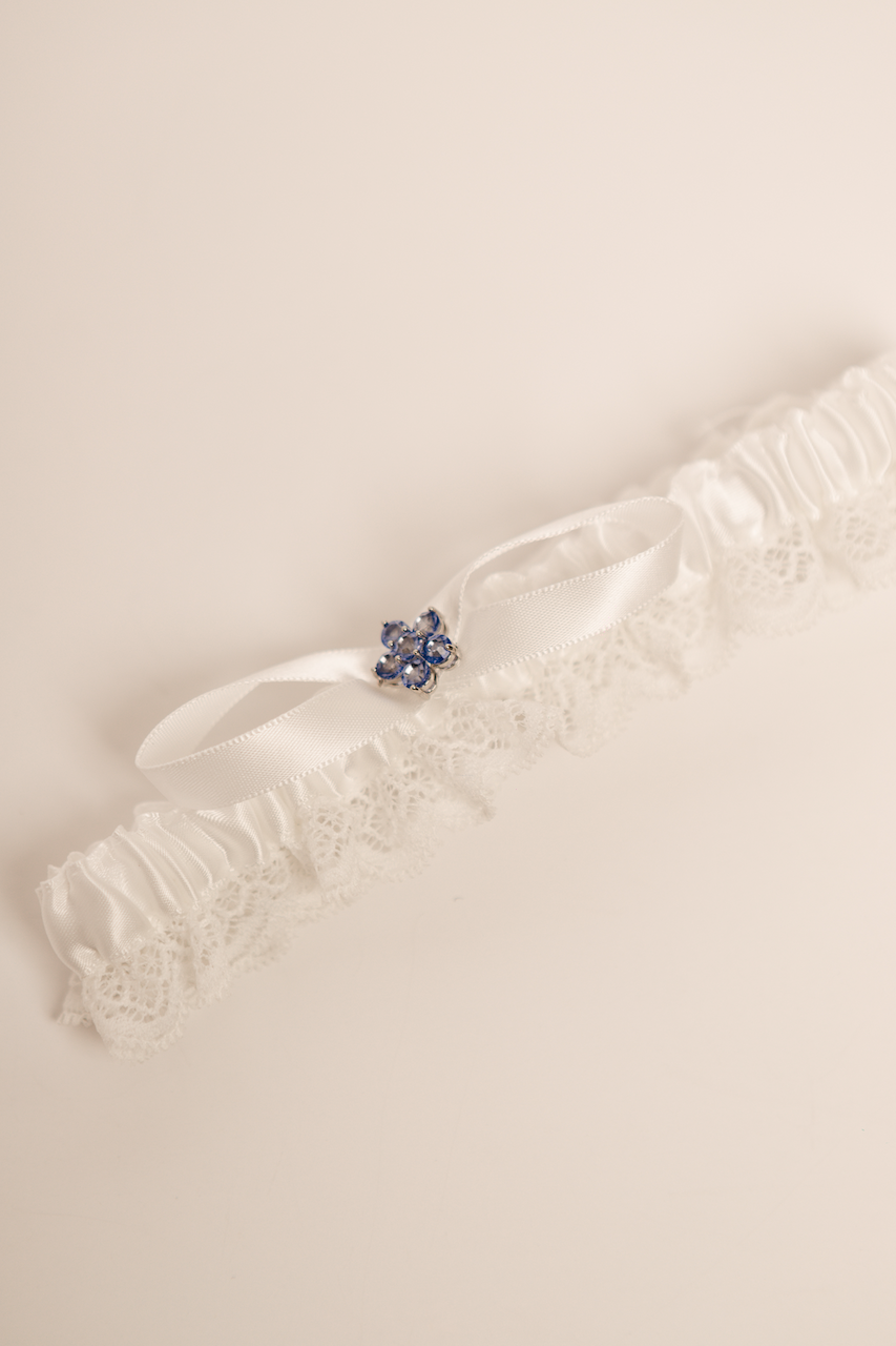 Liga Encaje con Detalle Flor Azul