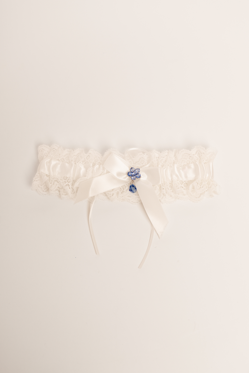 Liga Encaje con Detalle Flor Azul