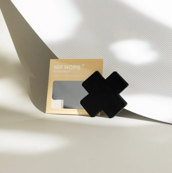 Pezoneras Desechables | Black Satin Cross Nipnops