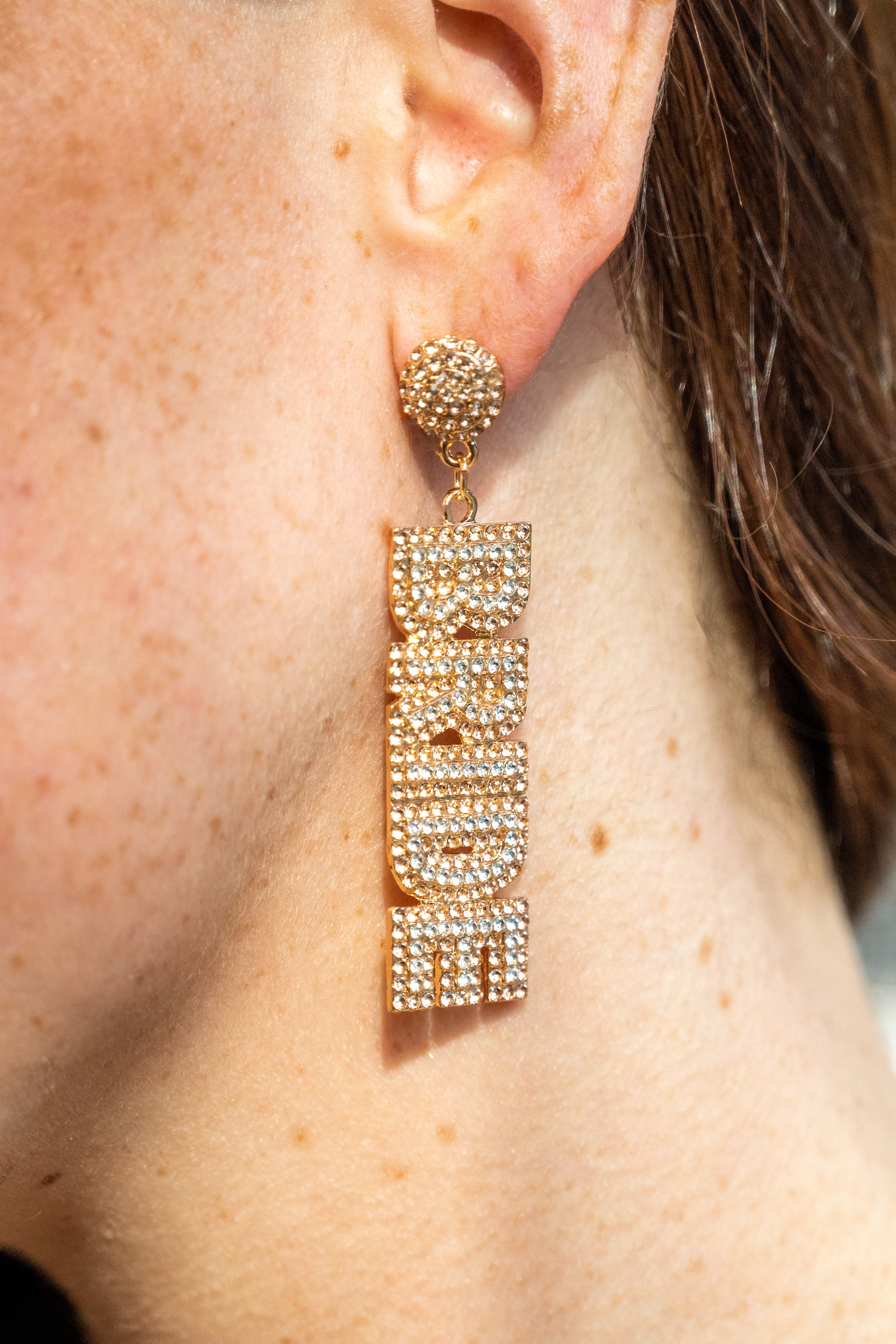 Aretes "Bride" brillantes dorados