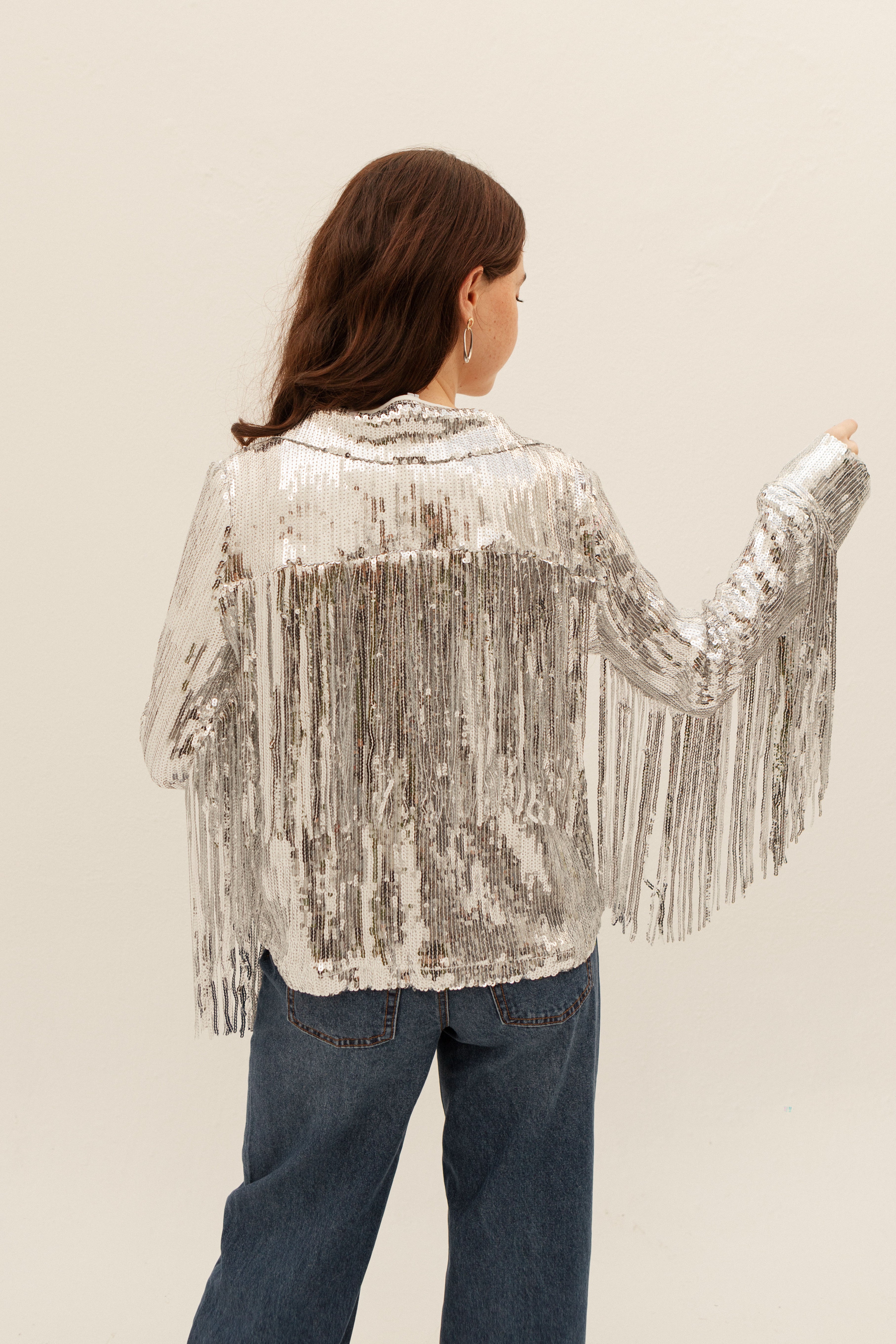 Chaqueta Plateada de Lentejuelas