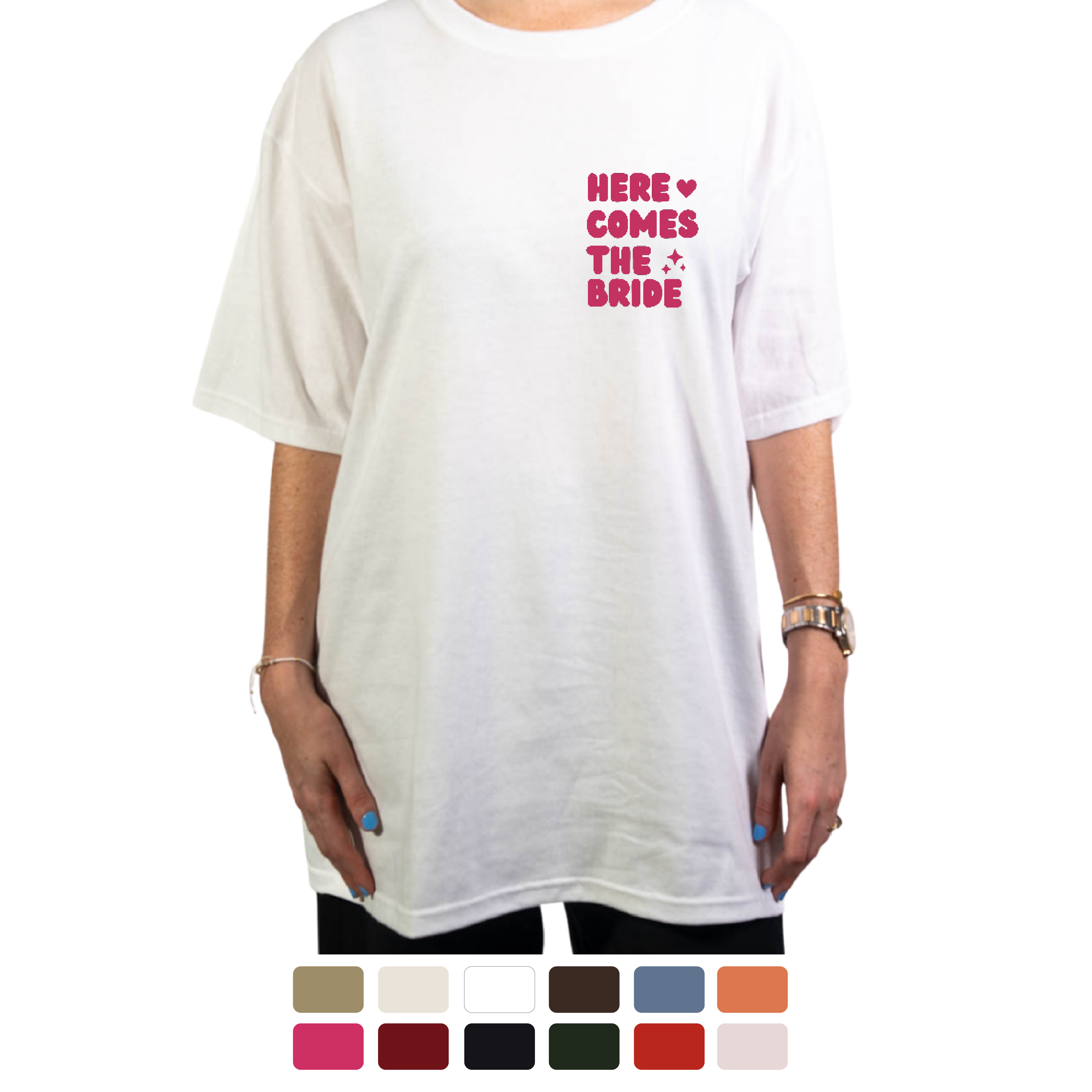 T-shirt Here Comes the Bride Personalizada