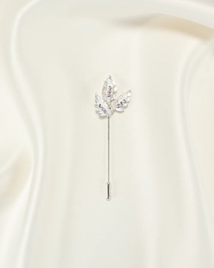 Boutonnier Hoja plateado con brillo