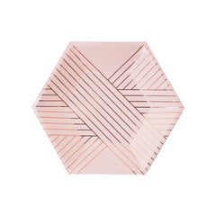 Paquete de 8 piezas de plato chico rosa con rose gold