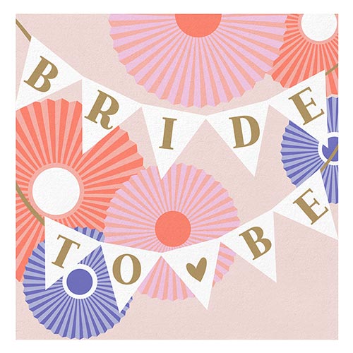 Servilleta con diseño colorido con texto "Bride to be"