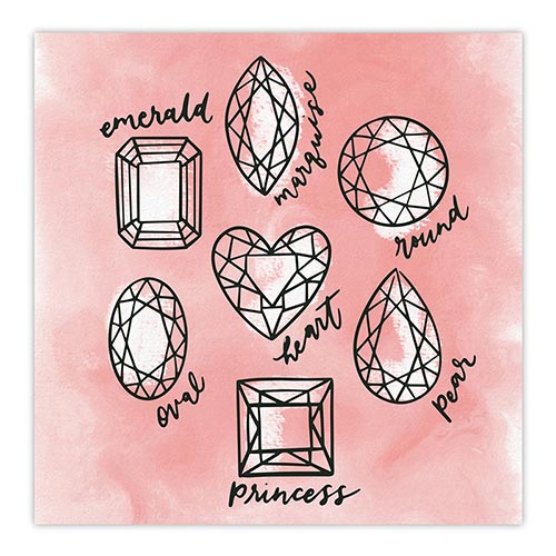 Servilletas con fondo rosa y figuras de distintos tipos de diamantes
