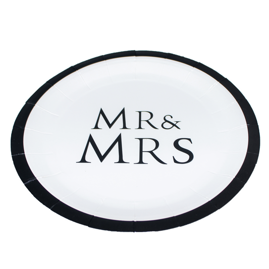 Mr & Mrs black and white plates 8pz