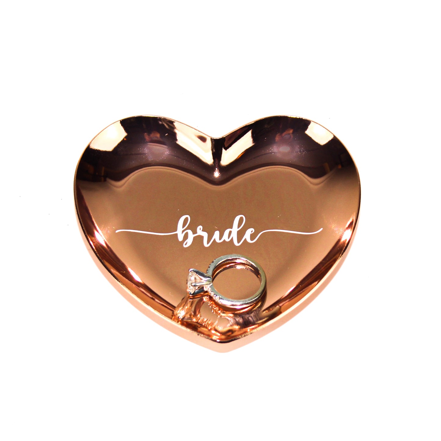 Plato de metal para joyería de corazón