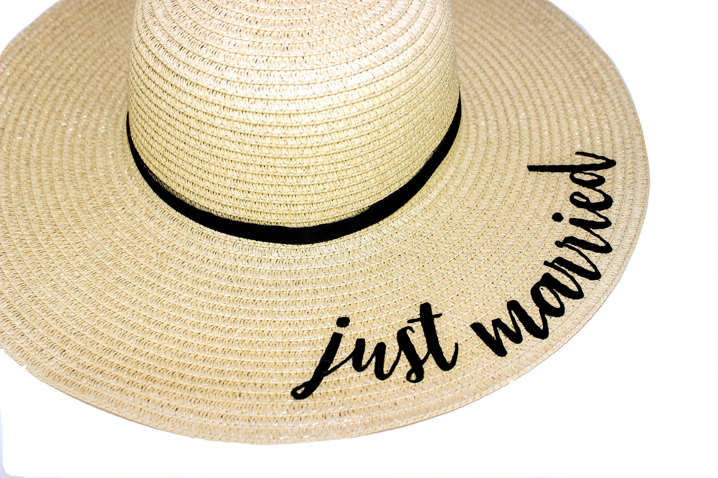 Sombrero para playa con texto "Just Married" 