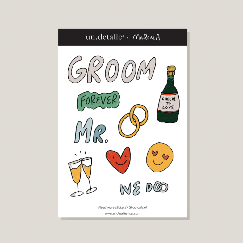 Pack de 9 stickers Groom de vinil Bride Thru, resistentes al agua, accesorio divertido para novios