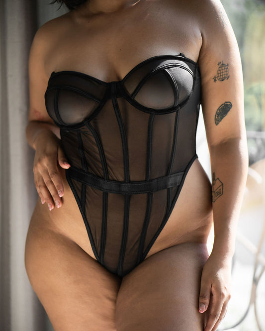 Body Lencería de Mesh Negro | Victoria Bodysuit