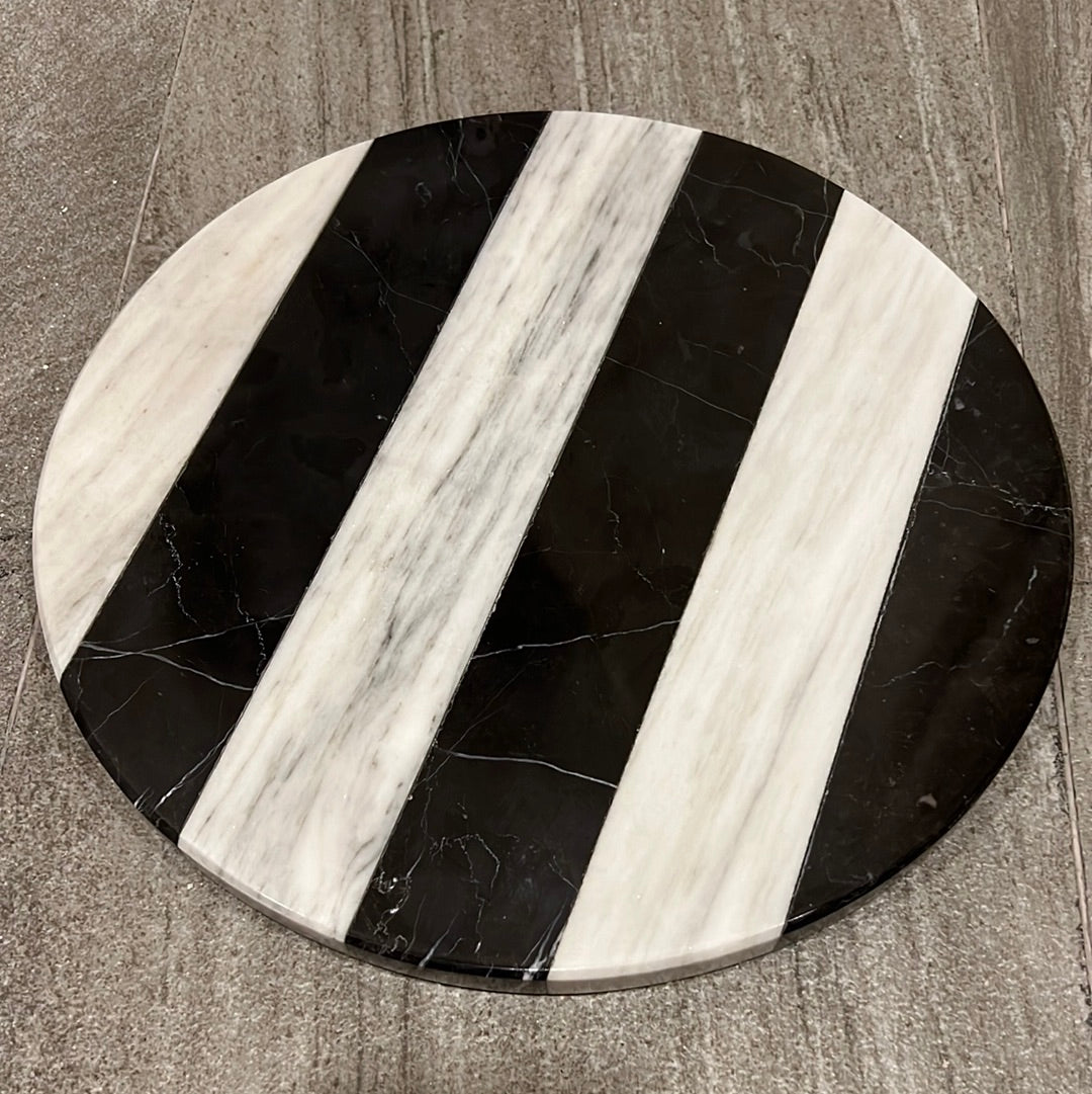 Tabla circular black and white rayas