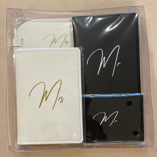 Set de portapasaportes y tags para maleta personalizado